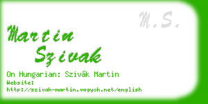 martin szivak business card
